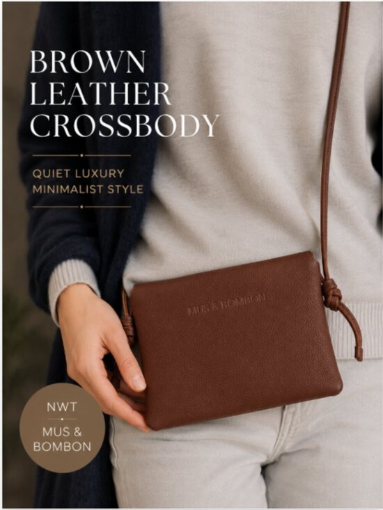 Mus & BomBon Handbags - Brown Leather Crossbody Bag NWT Quiet Luxury European Design Mus & Bombon